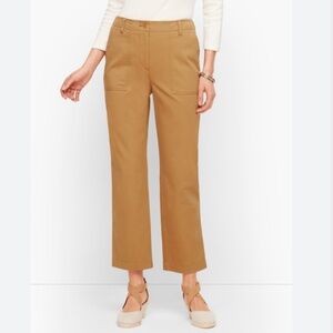 NWT High Waist Patch Pocket Crop Talbots Size 10P Tan Straight Leg 23" Inseam